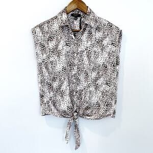 Haver. London  NEW Sleeveless Animal Print Tie Waist Blouse XS